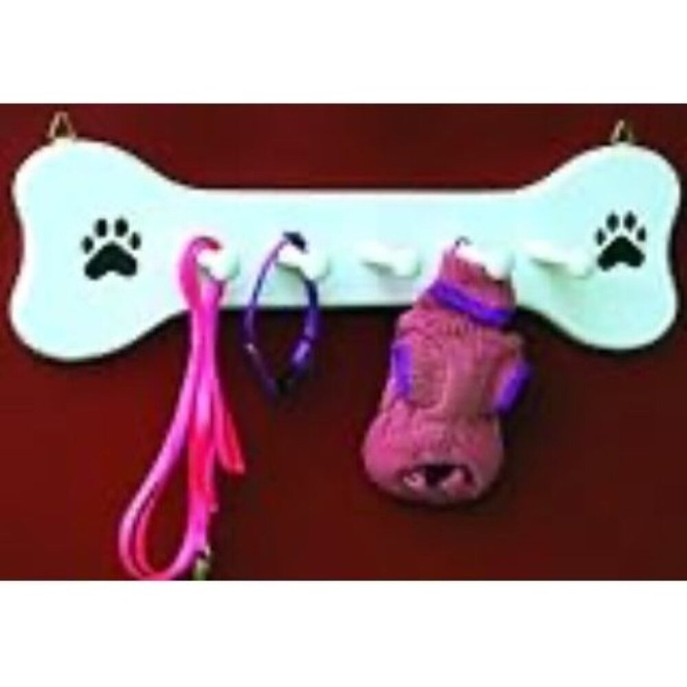Wooden Dog Bone Leash Holder Large 19.5 x 5.75
